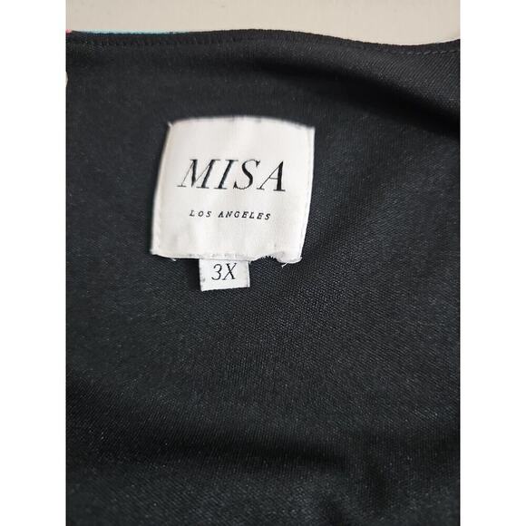 MISA Los Angeles ~Woman Plus Size 3X~ Multicolor Zigzag Print Dress Unlined L.S. - Picture 7 of 9